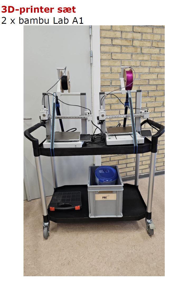 2 x 3D printer på rullebord